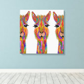 Schattige en Kleurrijk Llama Canvas - 20 "x 20" Afdruk (Insitu (Houten vloer))