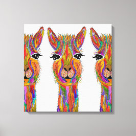 Schattige en Kleurrijk Llama Canvas - 20 "x 20" Afdruk