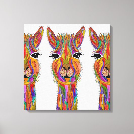 Schattige en Kleurrijk Llama Canvas - 20 "x 20" Afdruk (Voorkant)