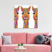 Schattige en Kleurrijk Llama Canvas - 20 "x 20" Afdruk (Insitu (Woonkamer))