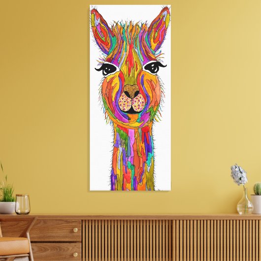 Schattige en Kleurrijk Llama Verpakt Canvas (Insitu (Woonkamer))