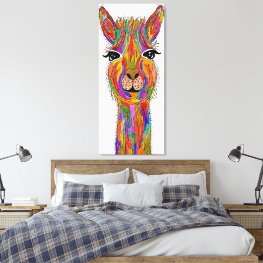 Schattige en Kleurrijk Llama Verpakt Canvas (Insitu (Slaapkamer))