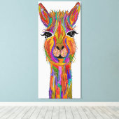 Schattige en Kleurrijk Llama Verpakt Canvas (Insitu (Houten vloer))