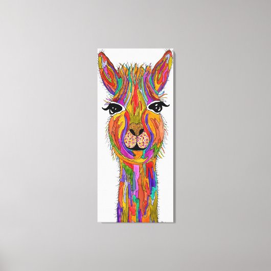 Schattige en Kleurrijk Llama Verpakt Canvas (Voorkant)