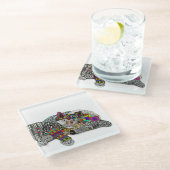 Schattige en kleurrijk Onderzetter van kat en hond Glazen Onderzetter (Schuin)