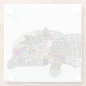 Schattige en kleurrijk Onderzetter van kat en hond Glazen Onderzetter (Achterkant)