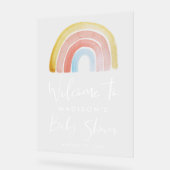 Schattige en Kleurrijk Regenboog Baby shower Welko Acryl Bord (Hoek)