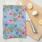 Schattige en Kleurrijk Roze Geel Blauw Bloemenpatr Theedoek (Quarter Fold)