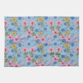 Schattige en Kleurrijk Roze Geel Blauw Bloemenpatr Theedoek (Horizontaal)