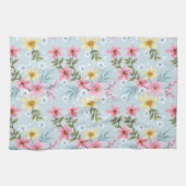 Schattige en Kleurrijk Roze Geel Wit Bloemenpatroo Theedoek (Horizontaal)