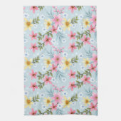 Schattige en Kleurrijk Roze Geel Wit Bloemenpatroo Theedoek (Verticaal)