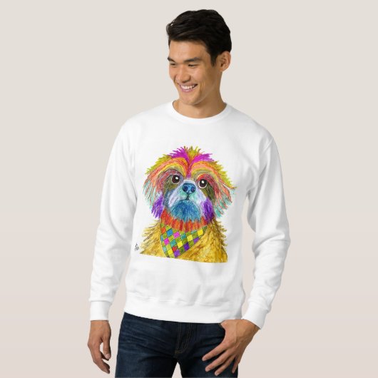 Schattige en kleurrijk Shih Tzu Sweatshirt (Voorkant volledig)
