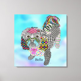 Schattige en Kleurrijk Shih Tzu Verpakt Canvas 24 