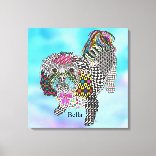 Schattige en Kleurrijk Shih Tzu Verpakt Canvas 24 (Voorkant)