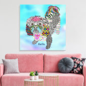 Schattige en Kleurrijk Shih Tzu Verpakt Canvas 24 Afdruk (Insitu (Woonkamer))