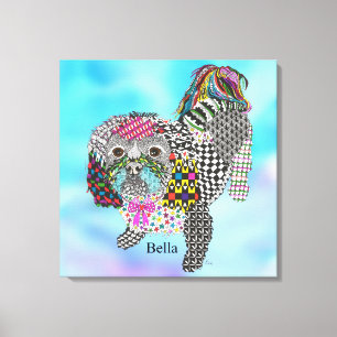 Schattige en Kleurrijk Shih Tzu Verpakt Canvas 24  Afdruk
