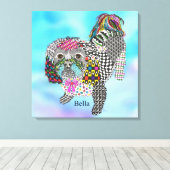 Schattige en Kleurrijk Shih Tzu Verpakt Canvas 24 Afdruk (Insitu (Houten vloer))