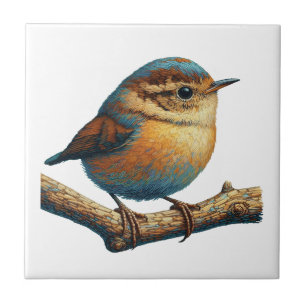 Schattige en kleurrijk vogeltje op takaccent tegeltje