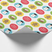 Schattige en kleurrijk vrolijk kerstpatroon cadeaupapier (Hoek)
