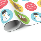 Schattige en kleurrijk vrolijk kerstpatroon cadeaupapier (Rol Hoek)