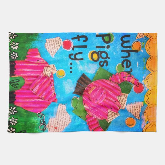 Schattige en kleurrijk wanneer varkens keukenhandd theedoek (Horizontaal)