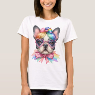 SCHATTIGE EN KLEURRIJKE FRANSE BULLDOG HOND T-SHIRT