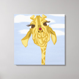 Schattige en kleurrijke giraffe canvas afdruk
