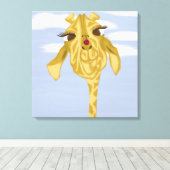 Schattige en kleurrijke giraffe canvas afdruk (Insitu (Houten vloer))