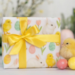 Schattige en Kleurrijke Konijn Kip & Paaseieren  Cadeaupapier