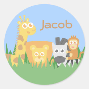 Schattige en Kleurrijke Safari Dieren Ronde Sticker