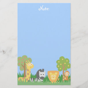 Schattige en kleurrijke Safari Dieren, voor kinder Briefpapier