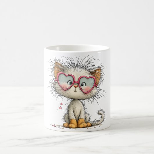 Schattige en knuffelbare kitty op koffiemok (Center)