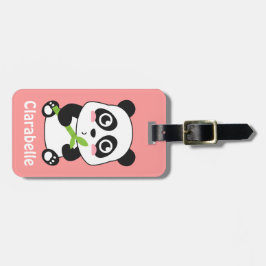 Schattige en knuffelende babypanda bagagelabel