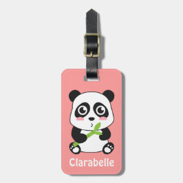 Schattige en knuffelende babypanda bagagelabel