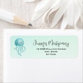 Schattige en Leuk Blauw-Groen Kwallen Adres Etiket (Insitu)