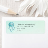 Schattige en Leuk Blauw-Groen Kwallen Adres Etiket (Insitu)