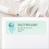 Schattige en Leuk Blauw-Groen Kwallen Adres Etiket (Insitu)