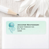 Schattige en Leuk Blauw-Groen Kwallen Adres Etiket (Insitu)