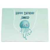 Schattige en Leuk Blauw-Groen Kwallen Verjaardag Groot Cadeauzakje (Voorkant)