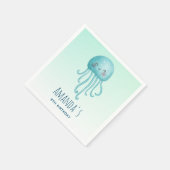 Schattige en Leuk Blauw-Groen Kwallen Verjaardag Servet (Hoek)