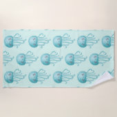 Schattige en Leuk Blauw-Groen Kwallenpatroon Strandlaken (Voorkant)