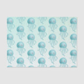 Schattige en Leuk Blauw-Groen Kwallenpatroon Tissuepapier (Voorkant)