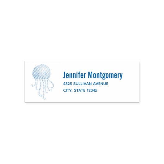 Schattige en Leuk Kwallen Adres Zelfinktende Stempel (Design)