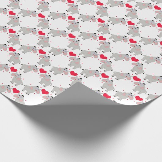 Schattige en leuk olifantspaar met hart cadeaupapier (Hoek)