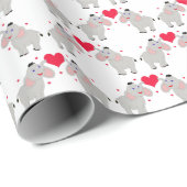 Schattige en leuk olifantspaar met hart cadeaupapier (Rol Hoek)
