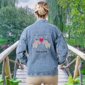 Schattige en leuk olifantspaar met hart - Custom Denim Jacket