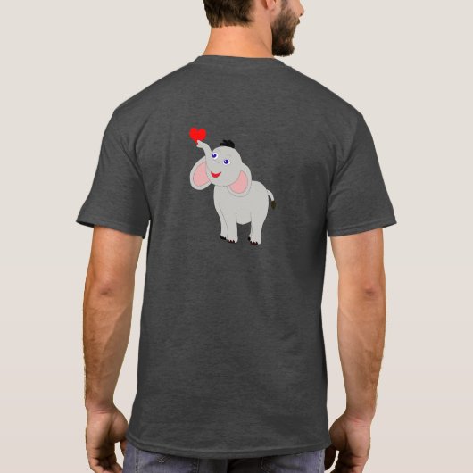Schattige en leuk olifantspaar met hart - Custom T-shirt (Achterkant)