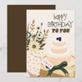 Schattige en minimalistisch Happy Birthday voor jo Kaart (Voorkant / Achterkant)