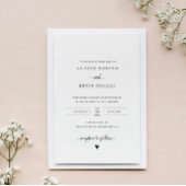 Schattige en minimalistische liefdeshart bruiloft kaart