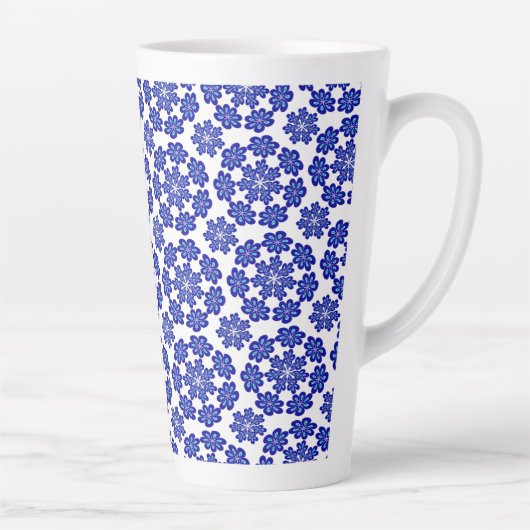 Schattige en modern Blue Evil Eye Floral Art Patte Latte Mok (Rechts)